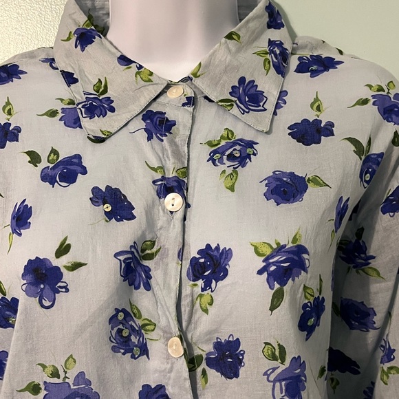 New Direction Sport Button Down Size Large Floral w/Sequins - Picture 4 of 15